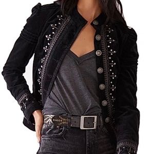 Free People Maven Studded and Embroidered Velvet Jacket